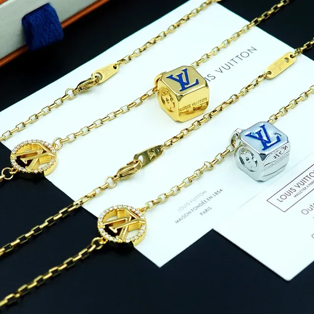 Louis Vuitton Dual Pendant Gold-Tone Chain Necklace 8