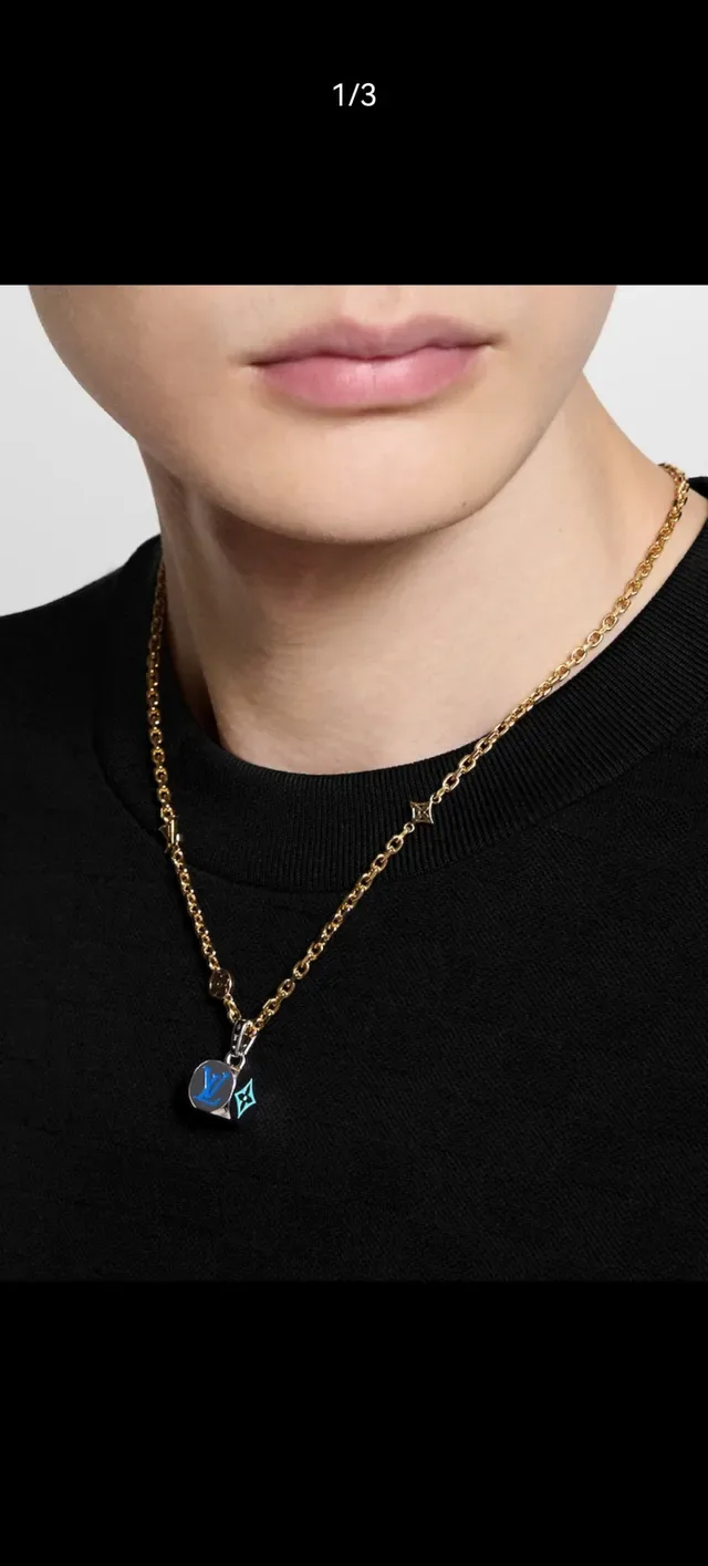 Louis Vuitton Dual Pendant Gold-Tone Chain Necklace 13