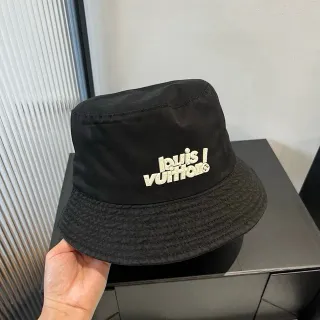 Louis Vuitton Embroidered Logo Black Bucket Hat