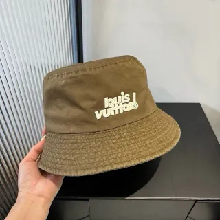 Louis Vuitton Embroidered Logo Olive Bucket Hat