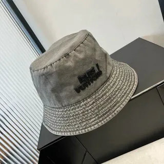 Louis Vuitton Embroidered Logo Washed Gray Bucket Hat