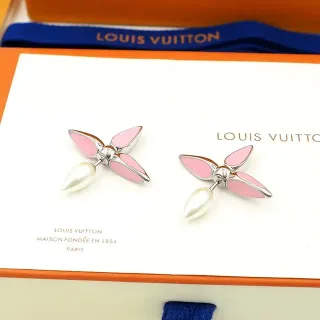 Louis Vuitton Floral Enamel and Pearl Stud Earrings