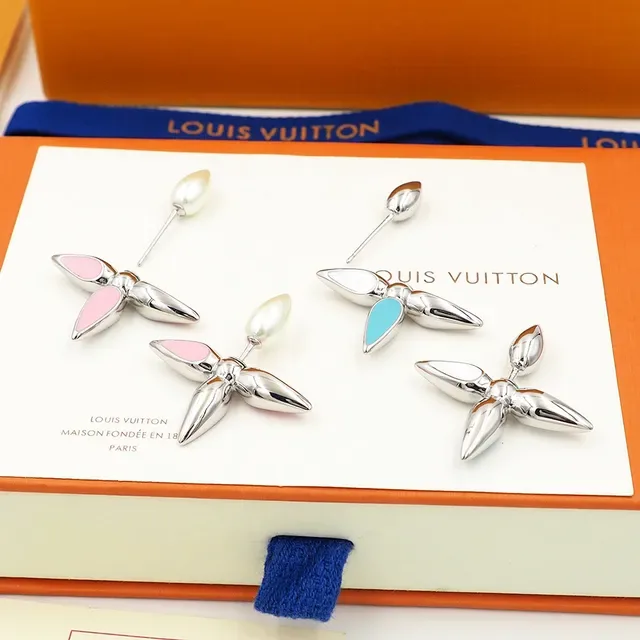Louis Vuitton Floral Enamel and Pearl Stud Earrings 2