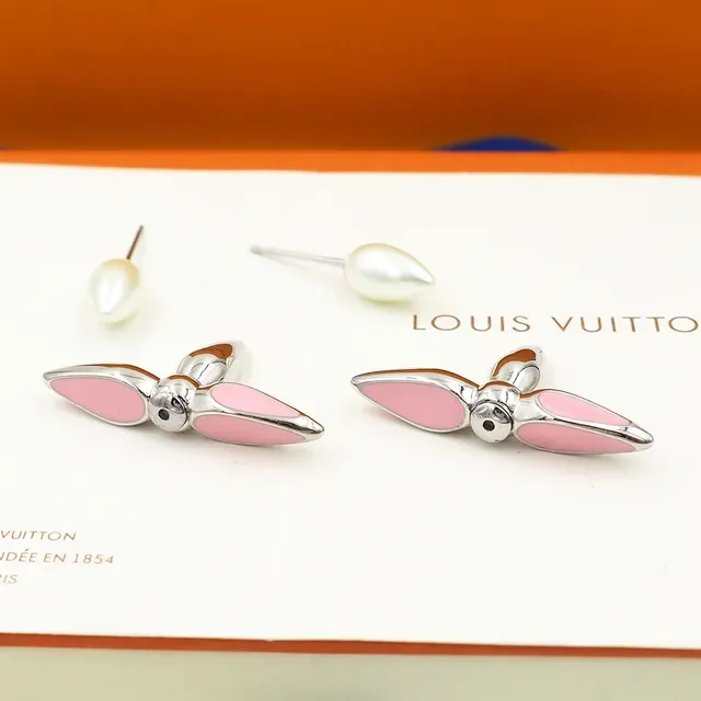 Louis Vuitton Floral Enamel and Pearl Stud Earrings 3