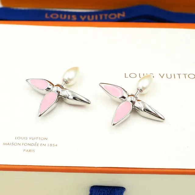 Louis Vuitton Floral Enamel and Pearl Stud Earrings 6