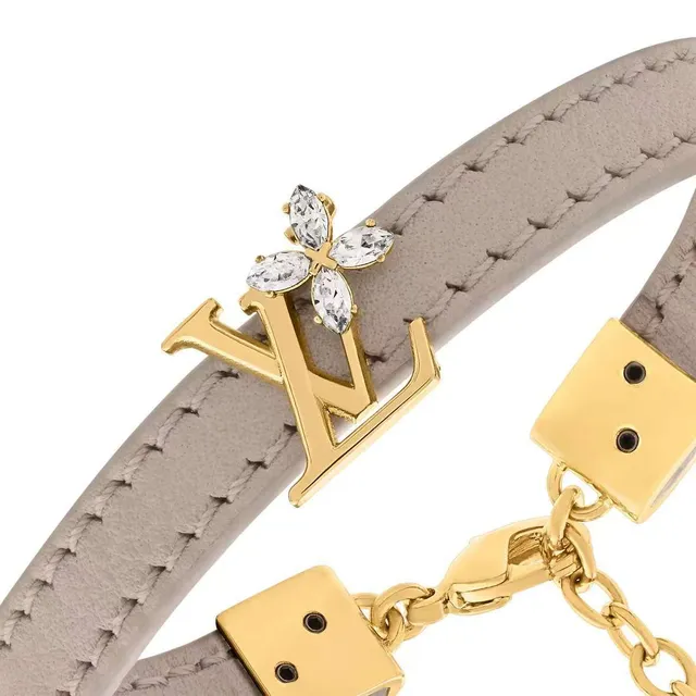 Louis Vuitton Flower Chain Beige Suede Bracelet 9