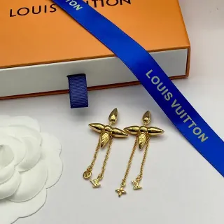 Louis Vuitton Flower Gold Floral-Top Earrings