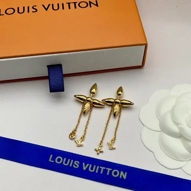 Louis Vuitton Flower Gold Floral-Top Earrings 4