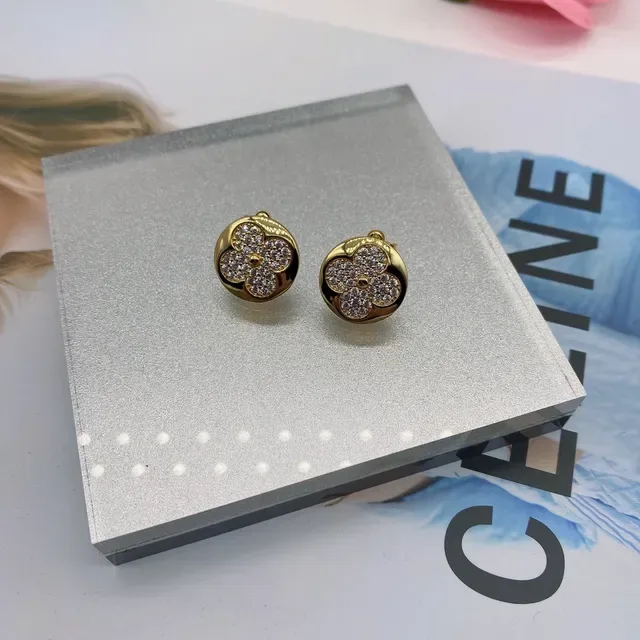 Louis Vuitton Flower Motif Pavé Crystal Stud Earrings 4