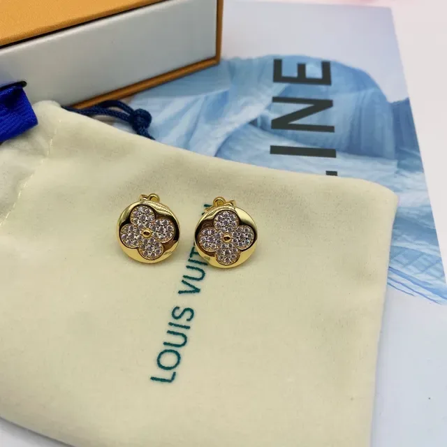 Louis Vuitton Flower Motif Pavé Crystal Stud Earrings 6