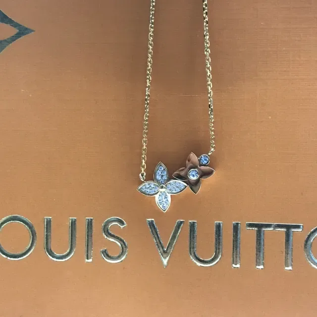 Louis Vuitton Gold LV Monogram Charm Necklace 8