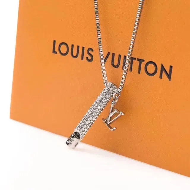 Louis Vuitton Gold-Tone Crystal Cylinder LV Monogram Necklace 6