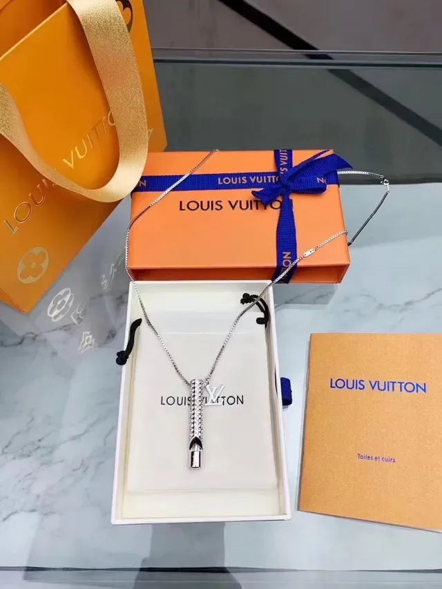 Louis Vuitton Gold-Tone Crystal Cylinder LV Monogram Necklace 7