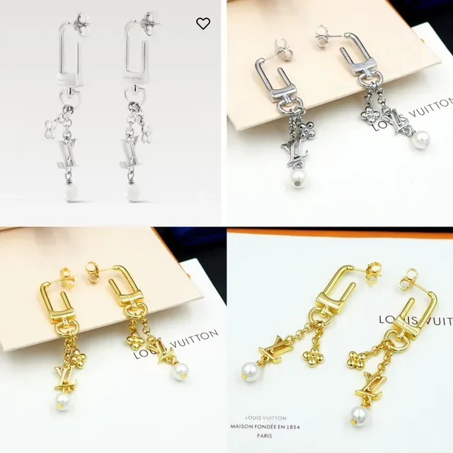 Louis Vuitton Gold-Tone LV Monogram Pearl Drop Earrings 9