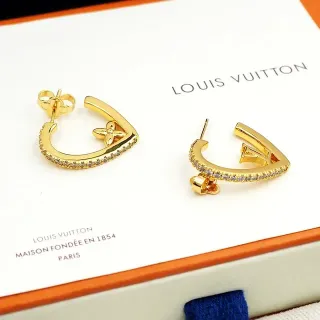 Louis Vuitton Gold-Tone Pavé-Studded Asymmetrical Hoop Earrings