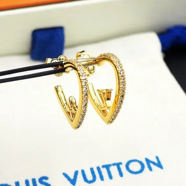 Louis Vuitton Gold-Tone Pavé-Studded Asymmetrical Hoop Earrings 2