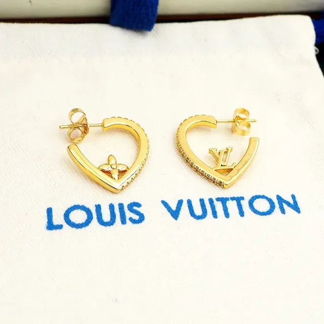 Louis Vuitton Gold-Tone Pavé-Studded Asymmetrical Hoop Earrings 3