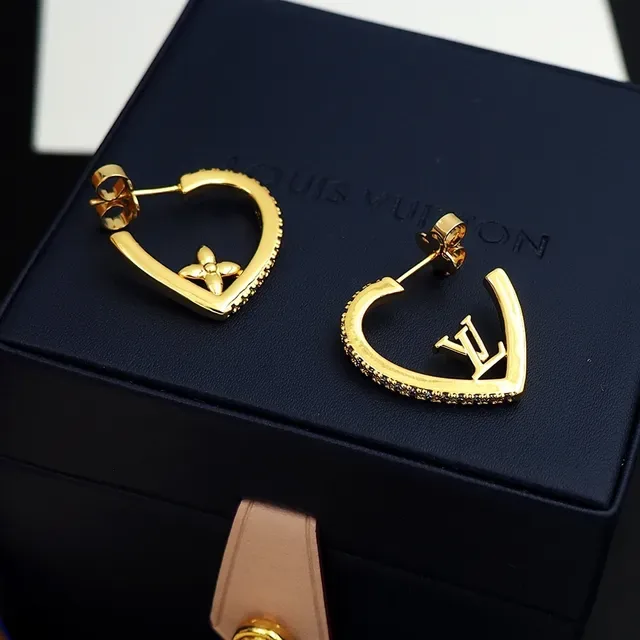 Louis Vuitton Gold-Tone Pavé-Studded Asymmetrical Hoop Earrings 6