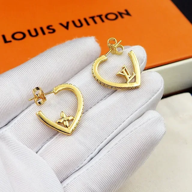 Louis Vuitton Gold-Tone Pavé-Studded Asymmetrical Hoop Earrings 7