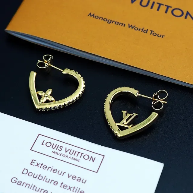 Louis Vuitton Gold-Tone Pavé-Studded Asymmetrical Hoop Earrings 8