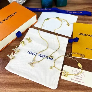Louis Vuitton Gold Transparent Chain Crystal-Pavé LV Monogram Necklace