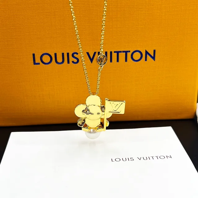 Louis Vuitton Gold White Chain Figural Bear Pendant Necklace 2