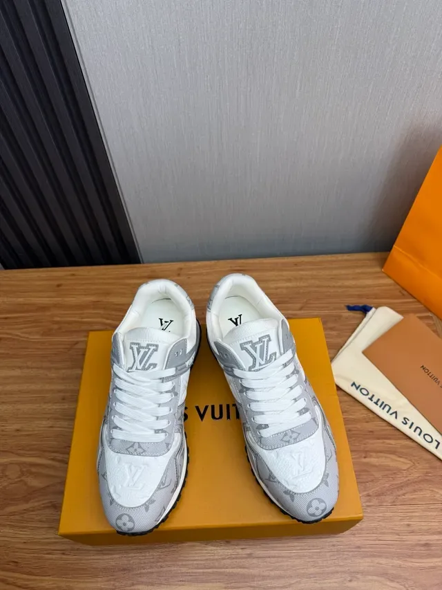 Louis Vuitton Gray White Monogram-Printed Canvas And Leather Upper Padded Collar Lifestyle Sneakers 2
