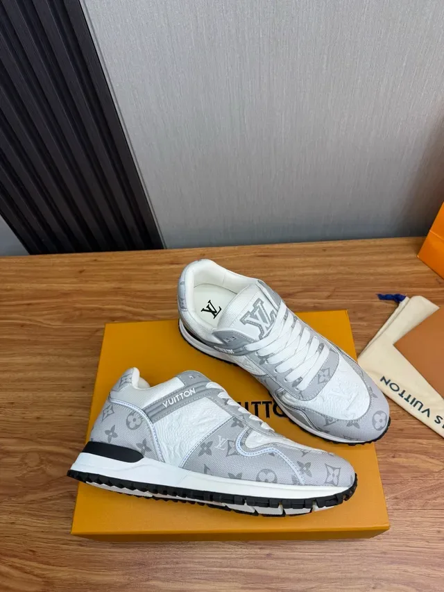 Louis Vuitton Gray White Monogram-Printed Canvas And Leather Upper Padded Collar Lifestyle Sneakers 6