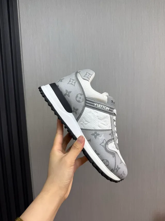 Louis Vuitton Gray White Monogram-Printed Canvas And Leather Upper Padded Collar Lifestyle Sneakers 7