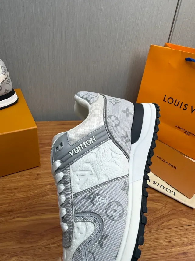 Louis Vuitton Gray White Monogram-Printed Canvas And Leather Upper Padded Collar Lifestyle Sneakers 9