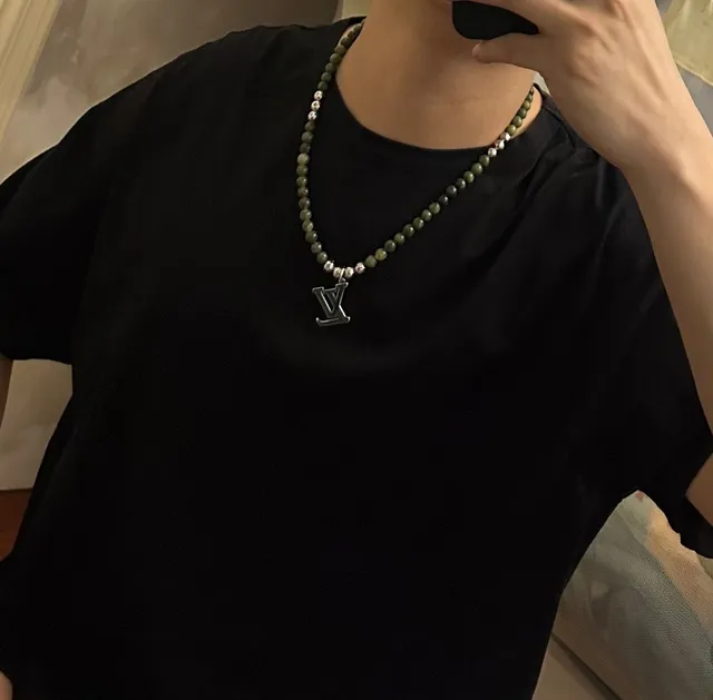 Louis Vuitton Green Beaded Monogram Pendant Necklace 5