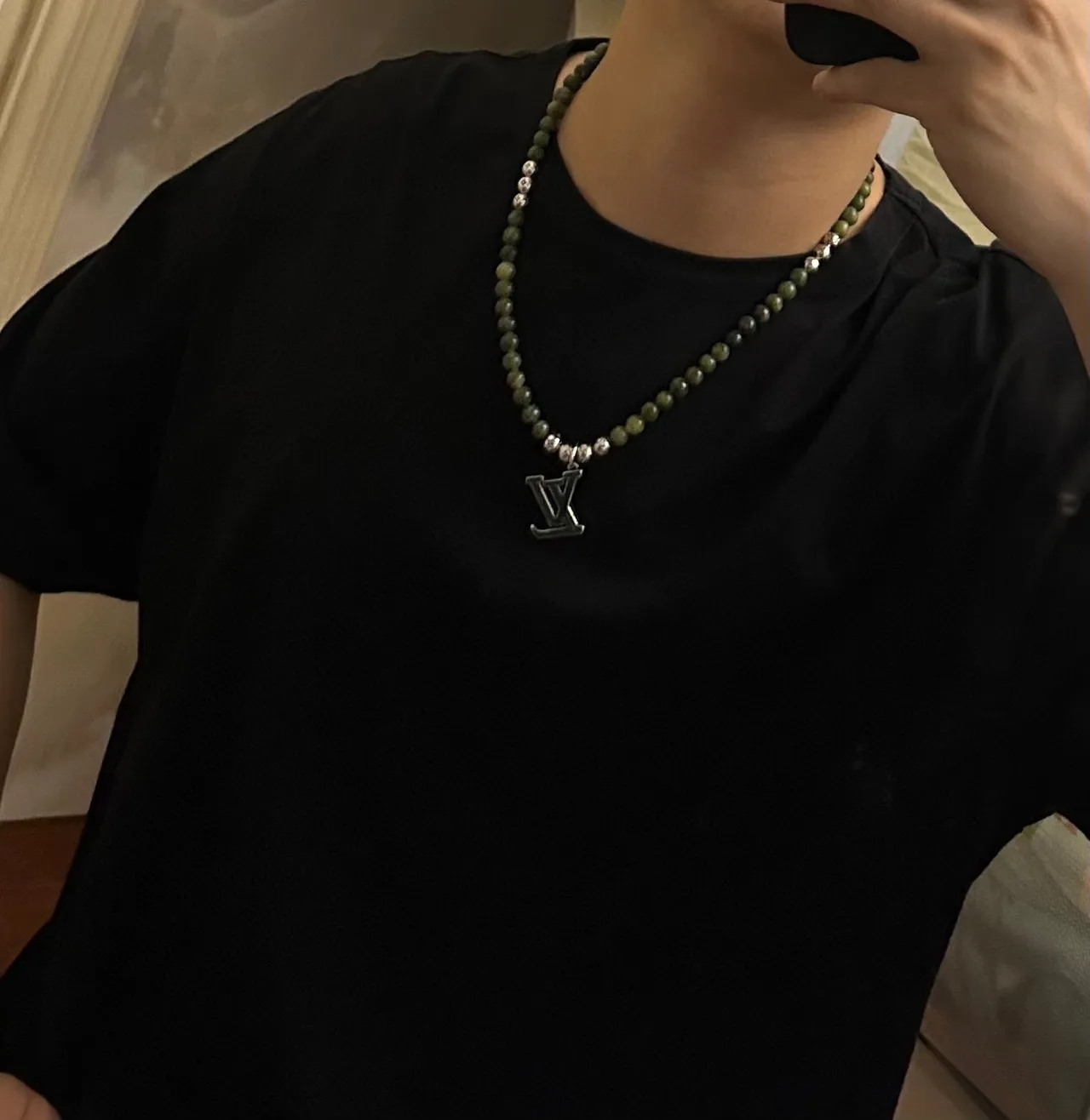 Louis Vuitton Green Beaded Monogram Pendant Necklace 7