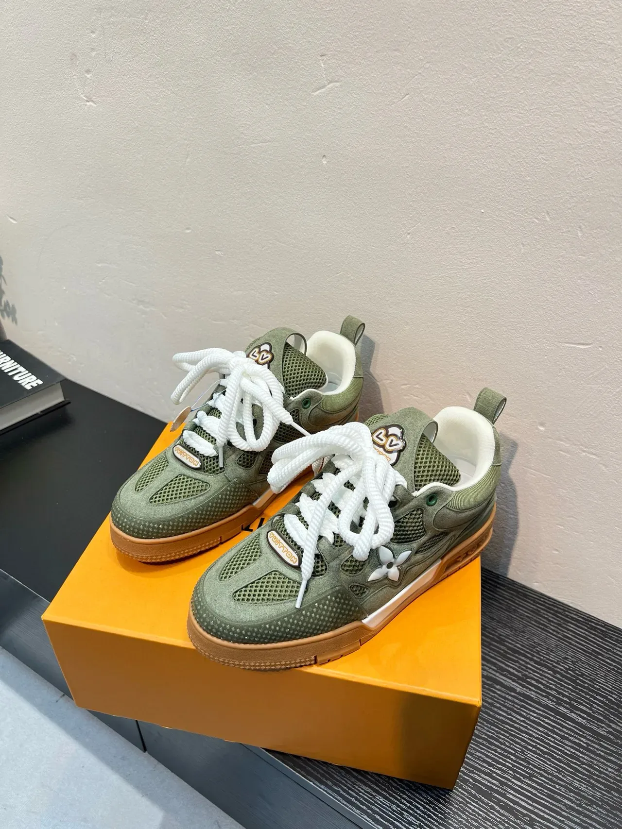 Louis Vuitton Green Beige Olive Suede And Mesh White Rope Laces Lifestyle Sneakers 3