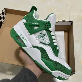 Louis Vuitton Green White High-Top Basketball-Inspired Monogram Jacquard Upper Lifestyle Sneakers