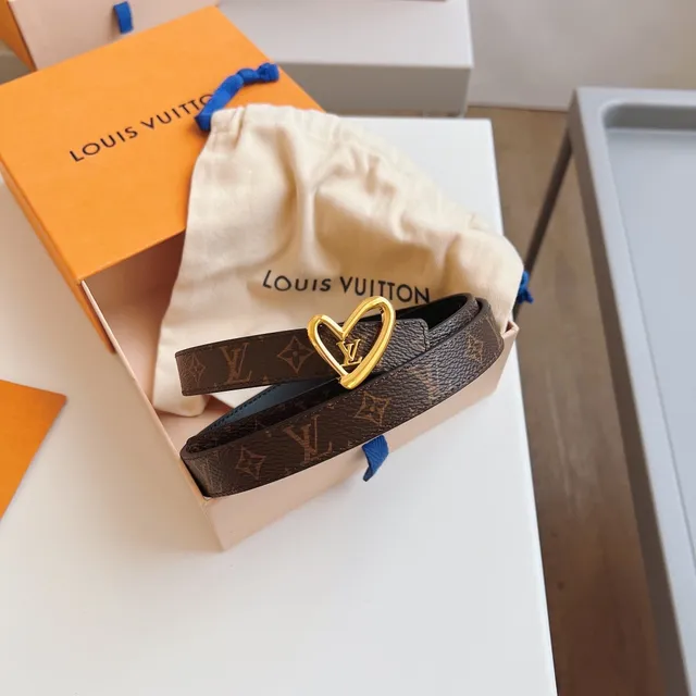 Louis Vuitton Ceinture Coeur Marron Noir Boucle Dorée Monogramme Toile Cuir 3