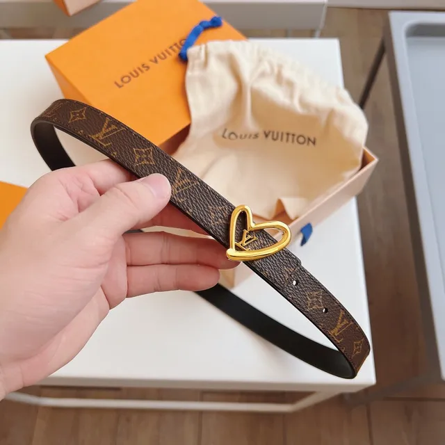 Louis Vuitton Ceinture Coeur Marron Noir Boucle Dorée Monogramme Toile Cuir 7