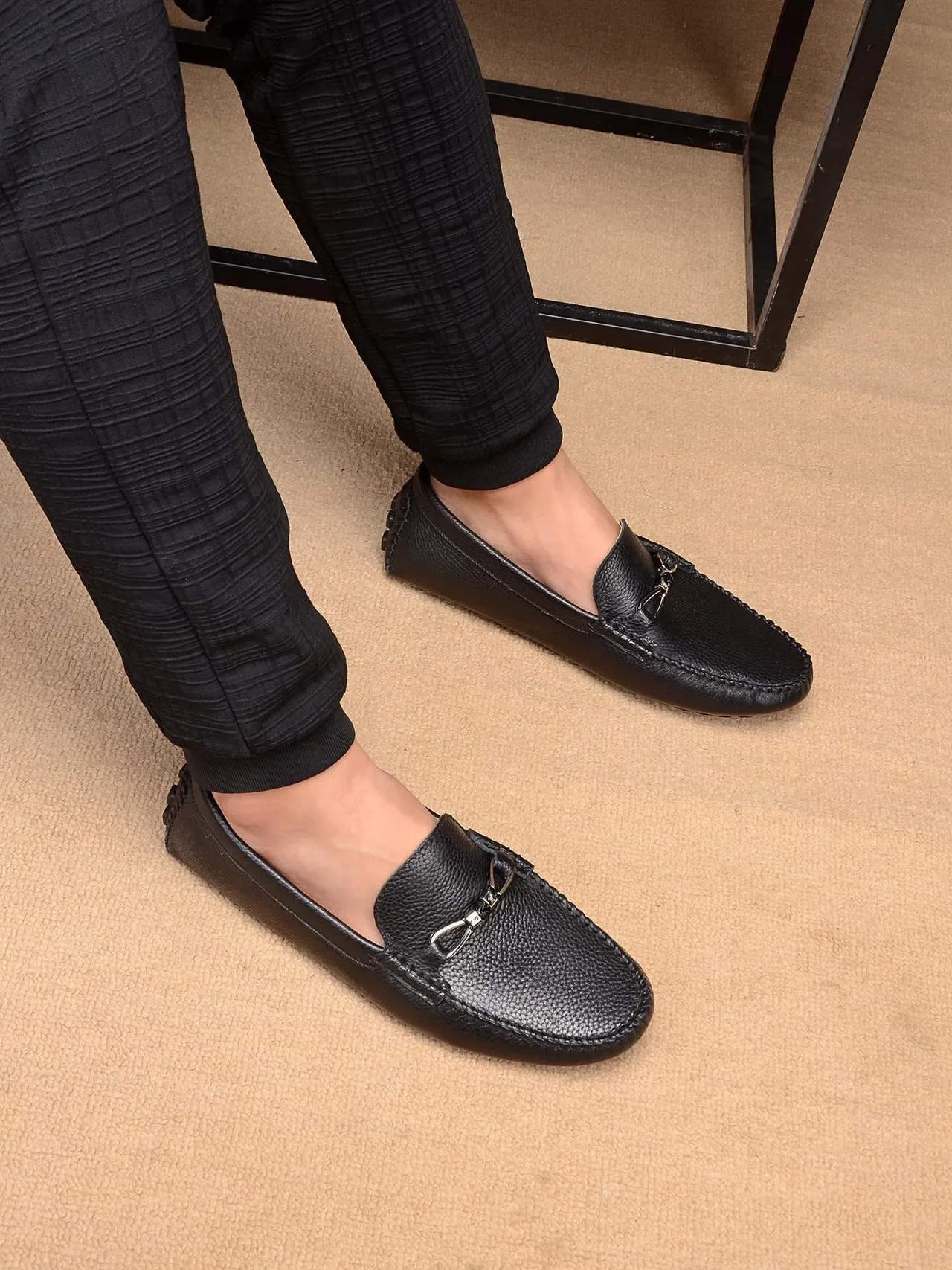 Louis Vuitton Horsebit 1955 Noir cuir grainé mocassins 3