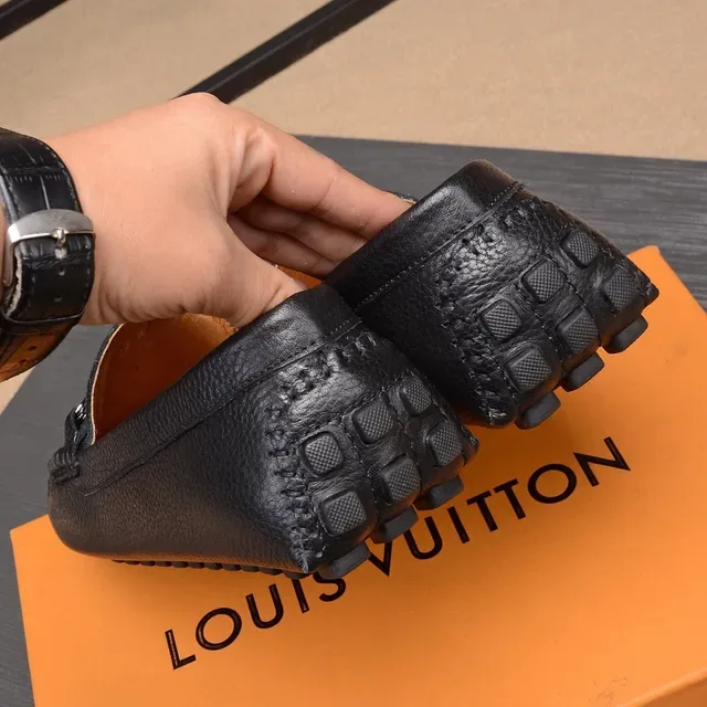 Louis Vuitton Horsebit 1955 Noir cuir grainé mocassins 5