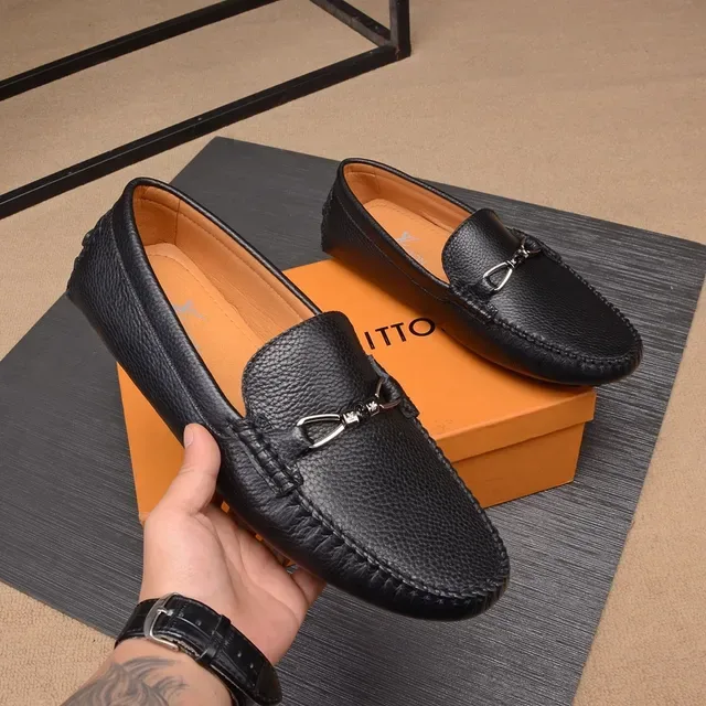 Louis Vuitton Horsebit 1955 Noir cuir grainé mocassins 8