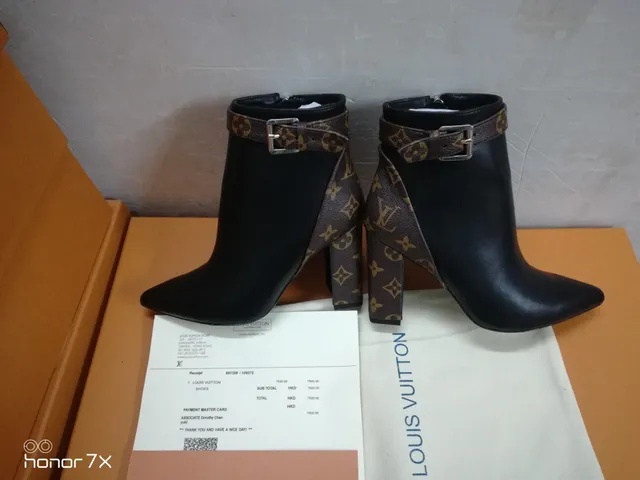 Louis Vuitton Le Cagole Black Brown Pointed Toe Monogram Strap Ankle Boots 5