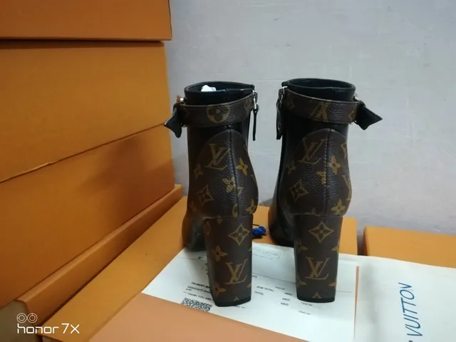 Louis Vuitton Le Cagole Black Brown Pointed Toe Monogram Strap Ankle Boots 8