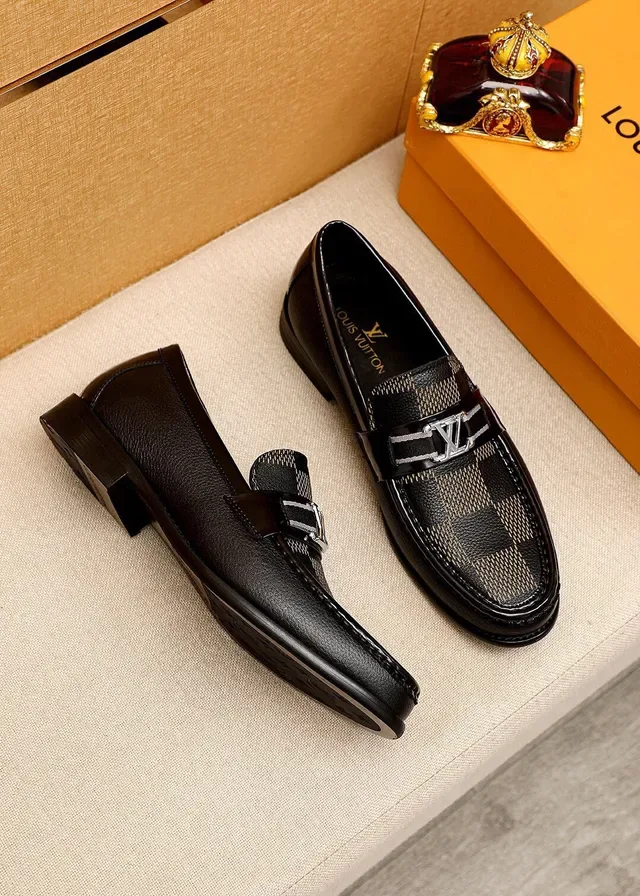 Louis Vuitton Loafer Black and Beige Damier Check Leather Loafers 3