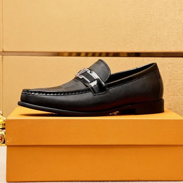 Louis Vuitton Loafer Black and Beige Damier Check Leather Loafers 4