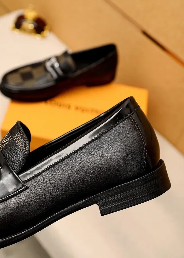 Louis Vuitton Loafer Black and Beige Damier Check Leather Loafers 6