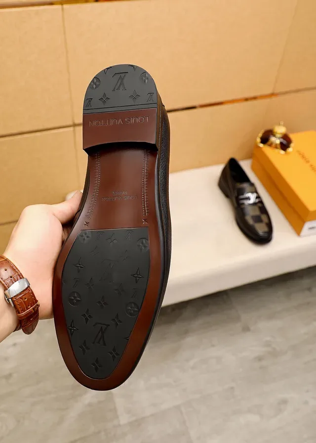 Louis Vuitton Loafer Black and Beige Damier Check Leather Loafers 9