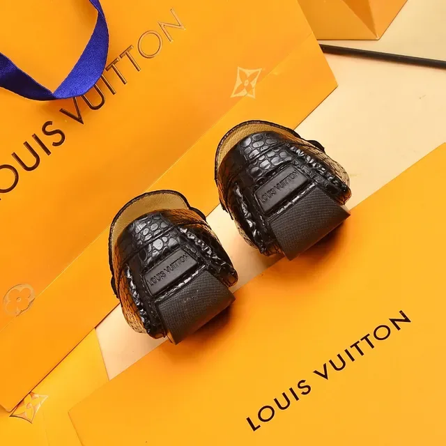 Louis Vuitton Loafer Black Silver Crocodile-Embossed Leather LV Logo Buckle Loafer 2