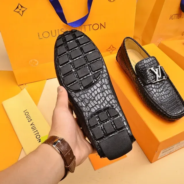 Louis Vuitton Loafer Black Silver Crocodile-Embossed Leather LV Logo Buckle Loafer 5