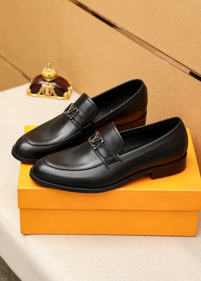 Louis Vuitton Loafer Black Silver Smooth Leather Metal LV Logo Buckle Loafer 3