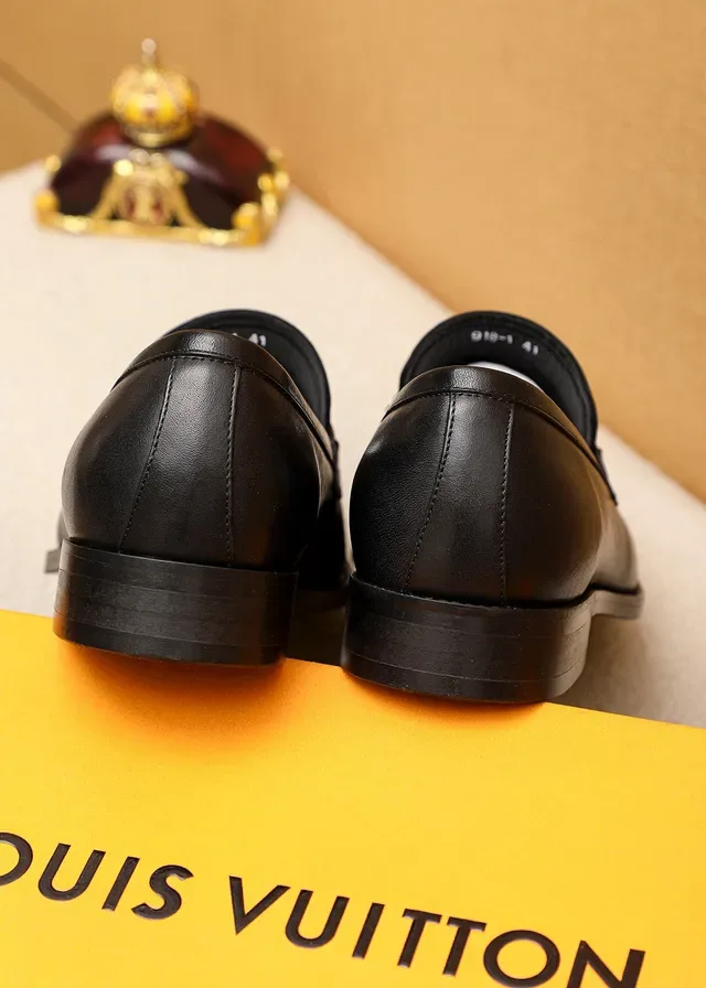 Louis Vuitton Loafer Black Silver Smooth Leather Metal LV Logo Buckle Loafer 8
