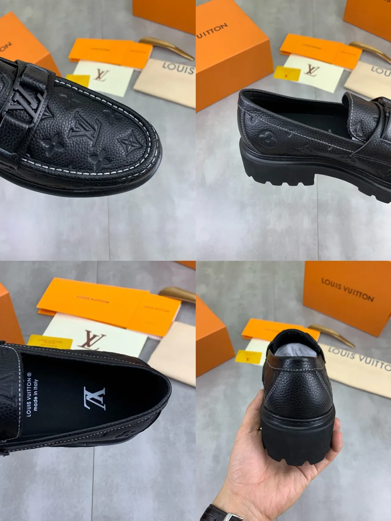 Louis Vuitton Loafer Black White Monogram-Embossed Leather Chunky Lug Sole Loafer 2